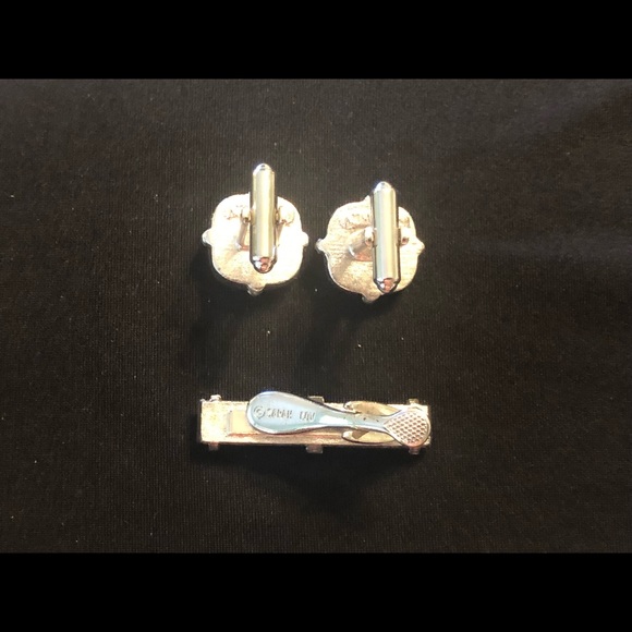 Silver & Gunmetal Designer Cuff links & Tie clip set “Sarah Coventry”😍 - Picture 3 of 3